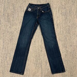 Dark Blue Cinch Straight Leg Jeans